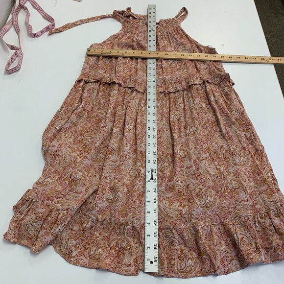 Lush Dress Womens L Large Rayon Paisley Print Sleeveless Smocked Halter Tie Neck - Picture 8 of 13